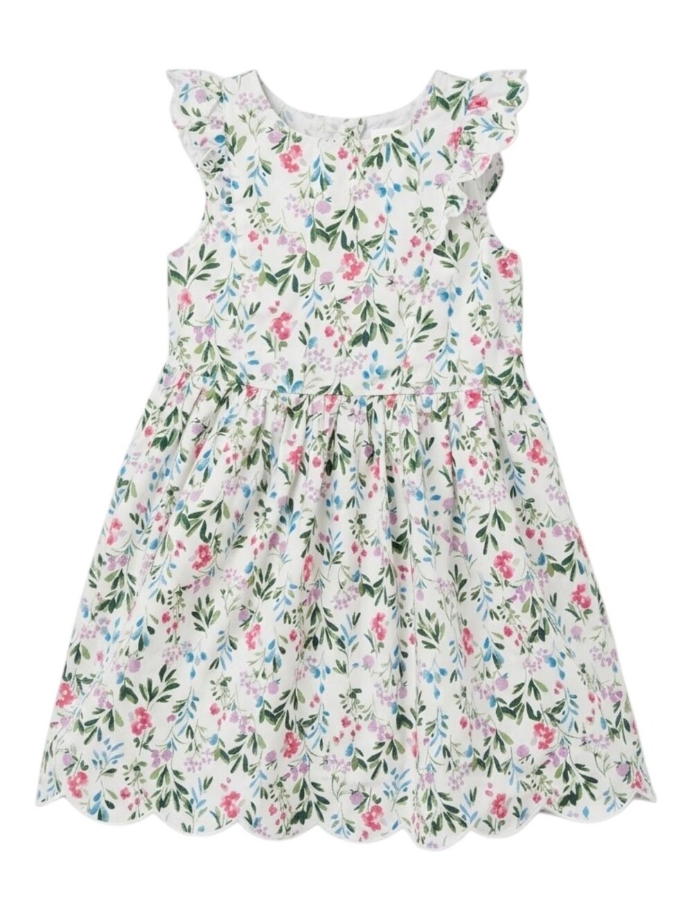 Crewcuts Kids J.Crew White Flower Floral Pink Purple Cotton Dress Girls Size 7